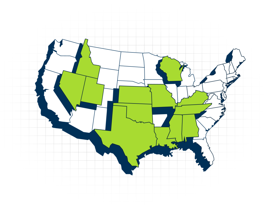 Highlighted map of the United States